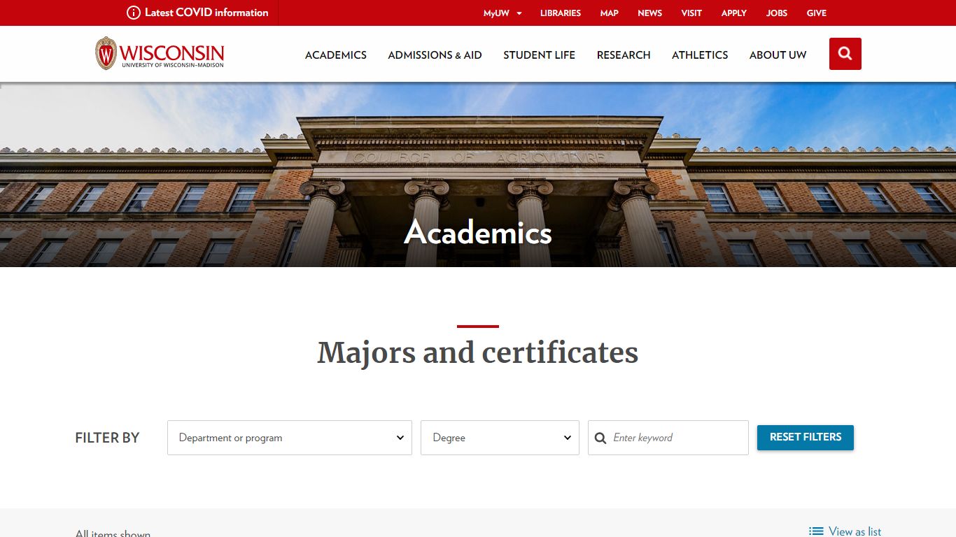 Majors and certificates - University of Wisconsin–Madison