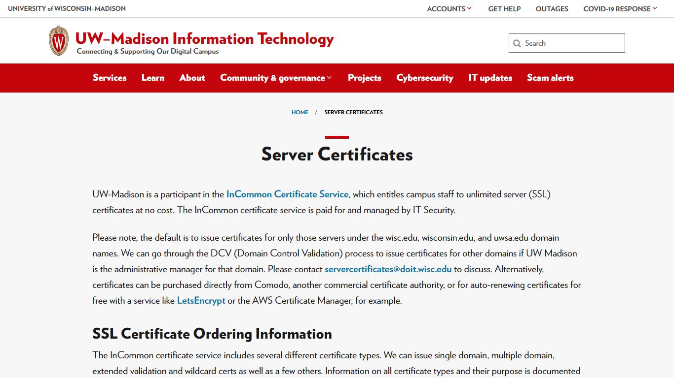 Server Certificates - UW–⁠Madison Information Technology