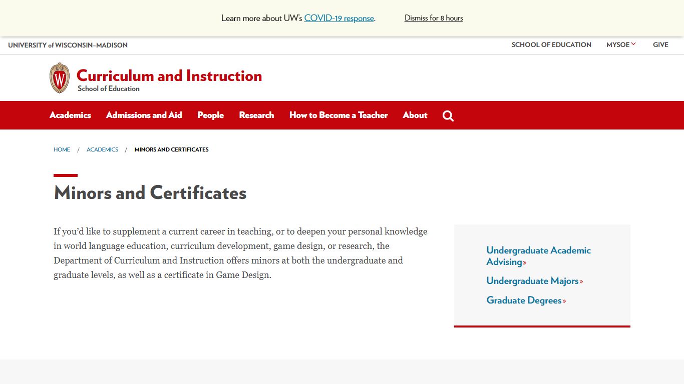 Education Minors and Certificates | UW–Madison Curriculum & Instruction ...